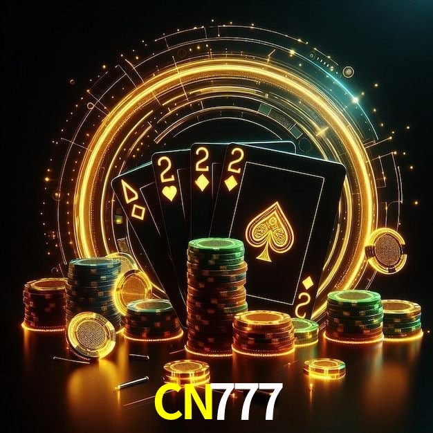 Escena dinámica inspirada en casino con iluminación CN777, cartas, fichas e íconos de juegos digitales en un espacio moderno de juegos.